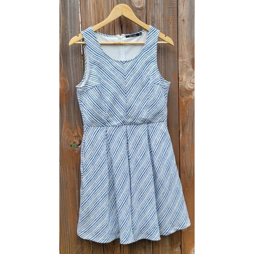 Doe & Rae A-Line Halter Mini Dress Blue & White Stripes